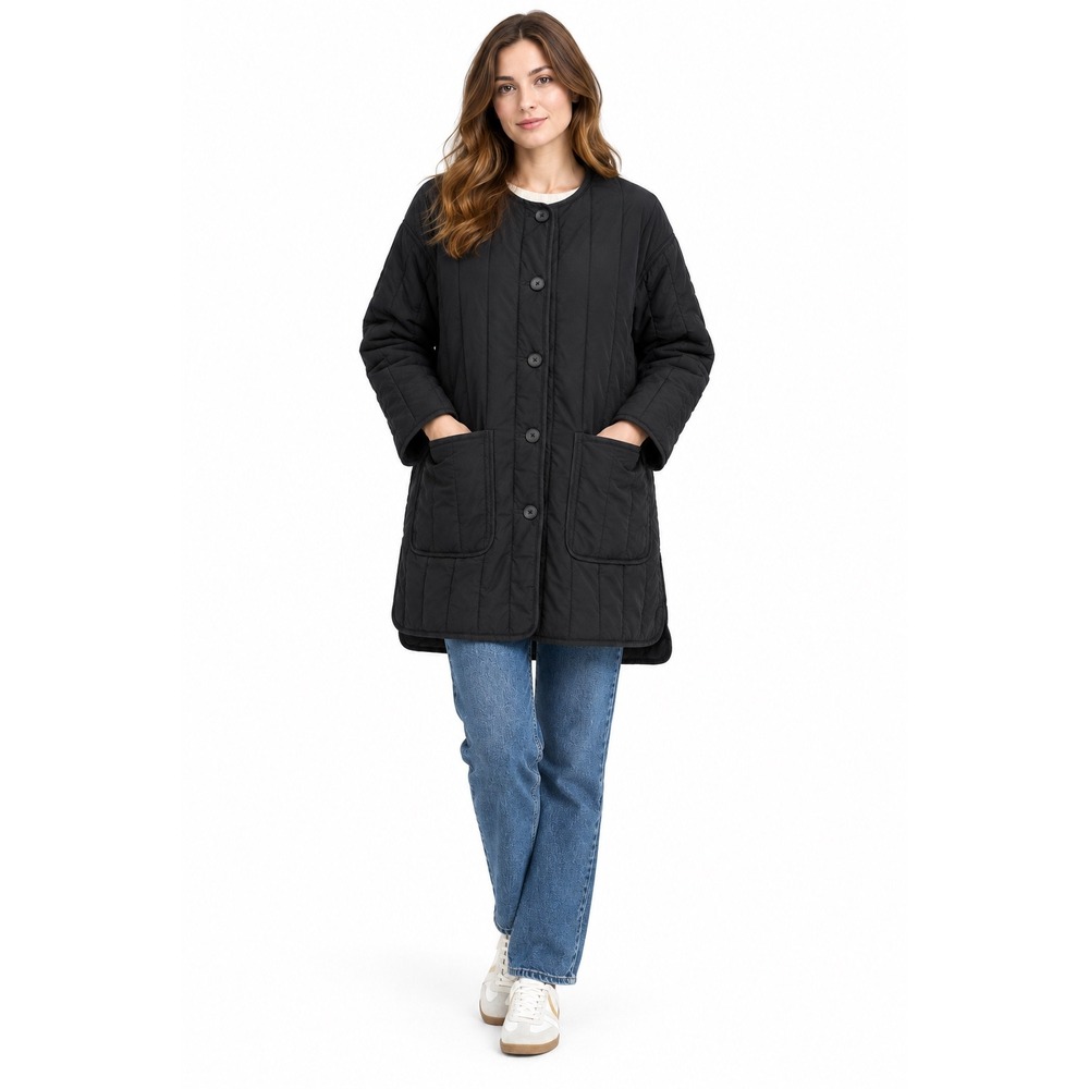 Everlane Cotton Quilted Liner Jacket Women XL Black Utility PrimaLoft Coat Fall